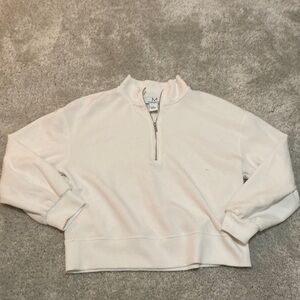 White cropped quarter zip